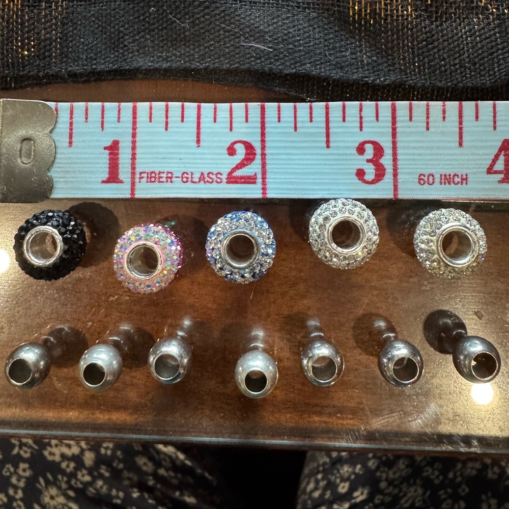 Kohls Sterling and Swarovski Stone Bead Charms (5) plus 7 sterling spacers